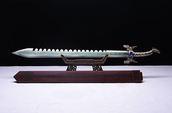 Hand Forged Chinese Qin's Moon Wei Zhuang Shark Teeth Sword (1060 Carbon Steel)