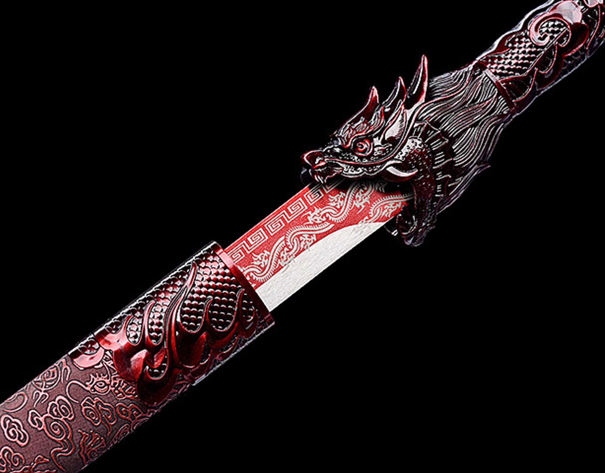 Hand Forged blood dragon Chinese Tang Heng sword(1060 Carbon Steel)