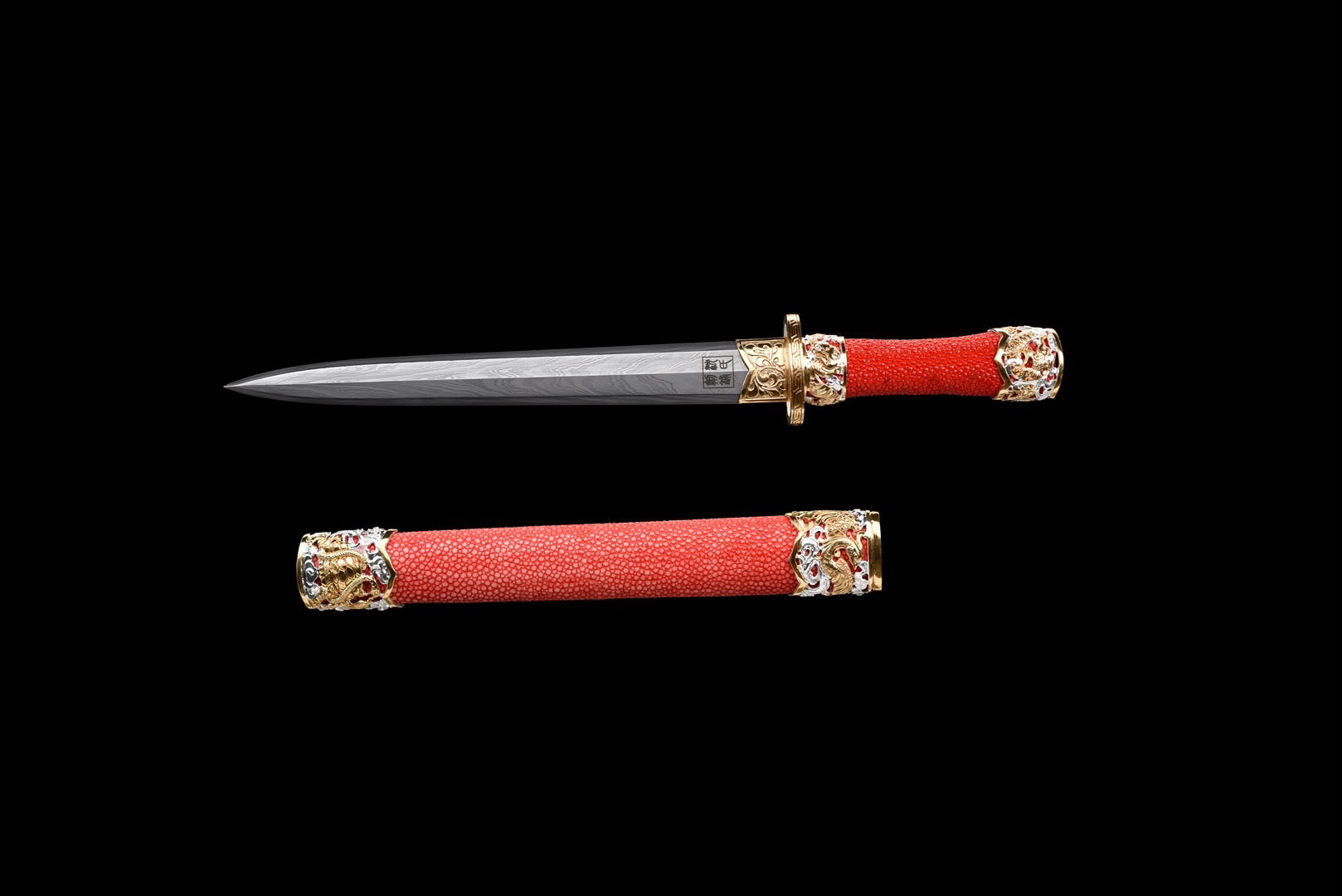 Hand Forged shortsword Tang sword(Damascus steel)