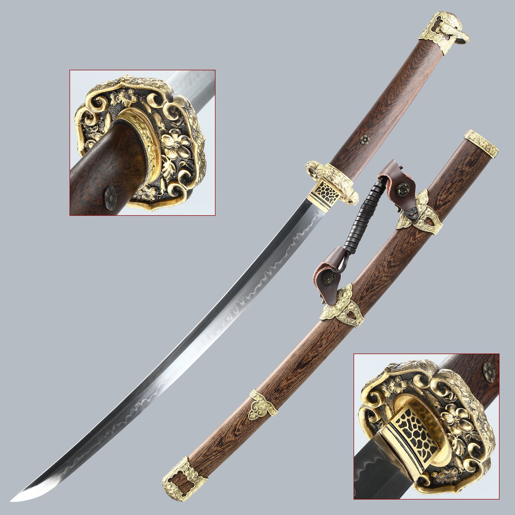 Handmade Katana 1095 Carbon Steel Samurai Japanese Real Sword Chicken Wing Wooden Sheath Knife Full Tang Sharp