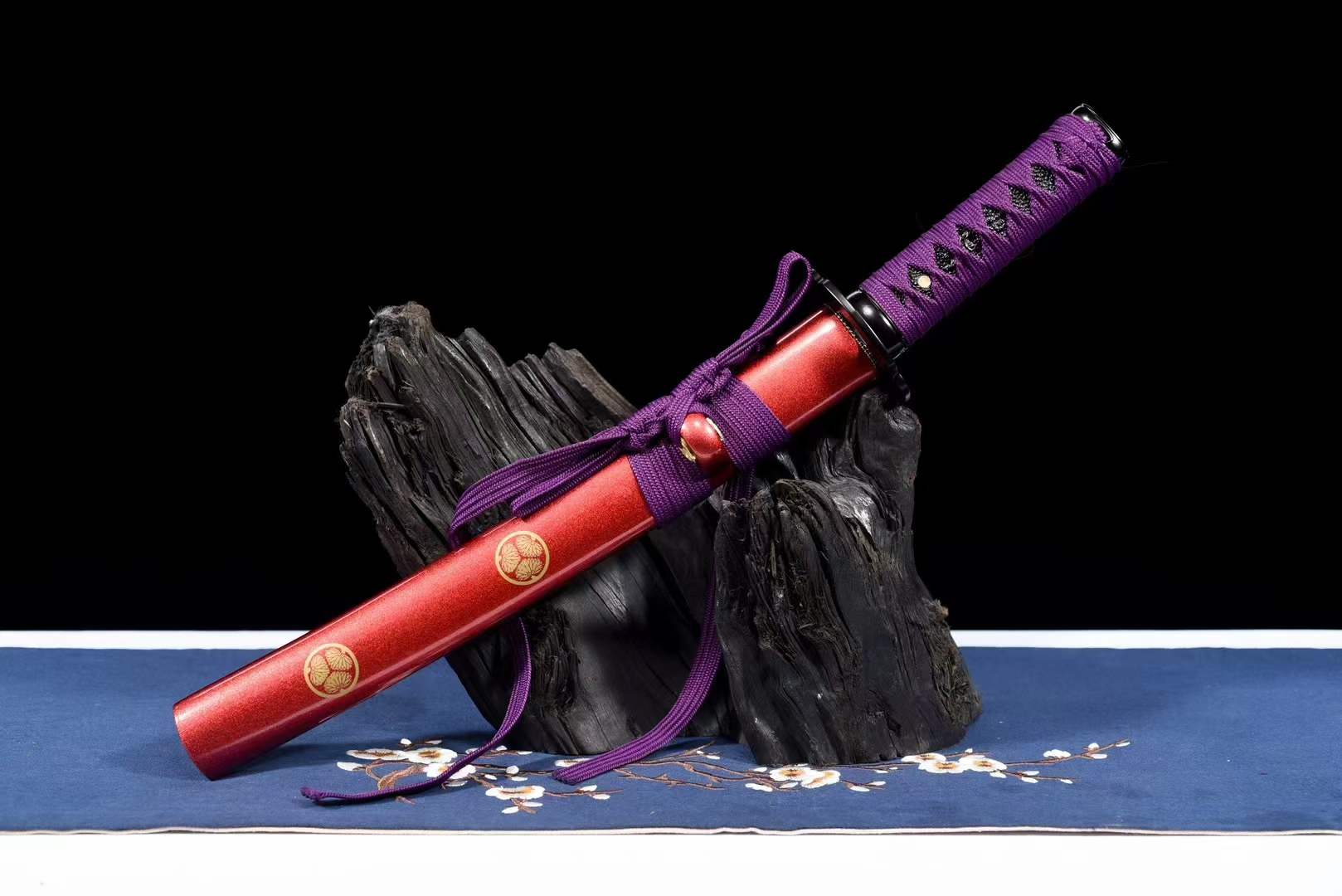 Hand Forged Japanese Tanto Purple Brake (Buddhist Temple)