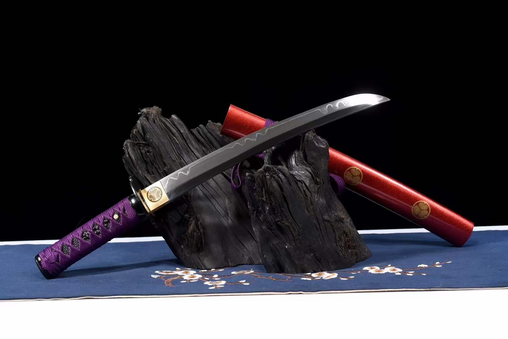 Hand Forged Japanese Tanto Purple Brake (Buddhist Temple)