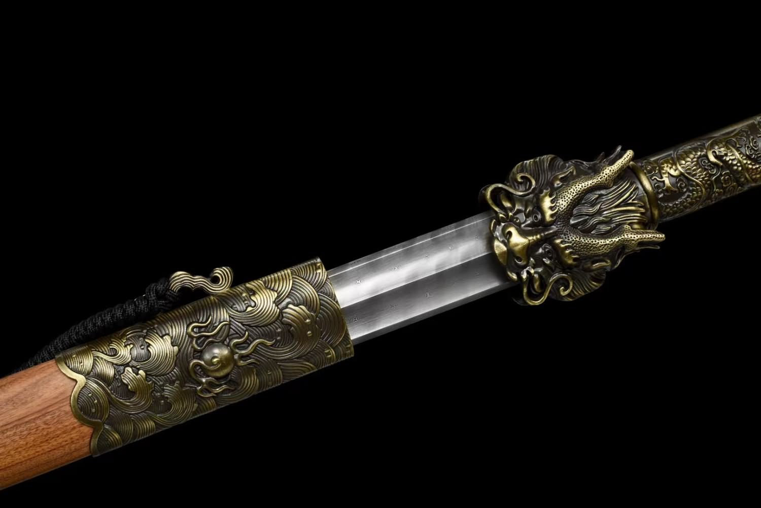 Dragon King jian Swords Real Forged Damascus Steel Blades,Alloy Fittings,Rosewood Scabbard,LOONGSWORD