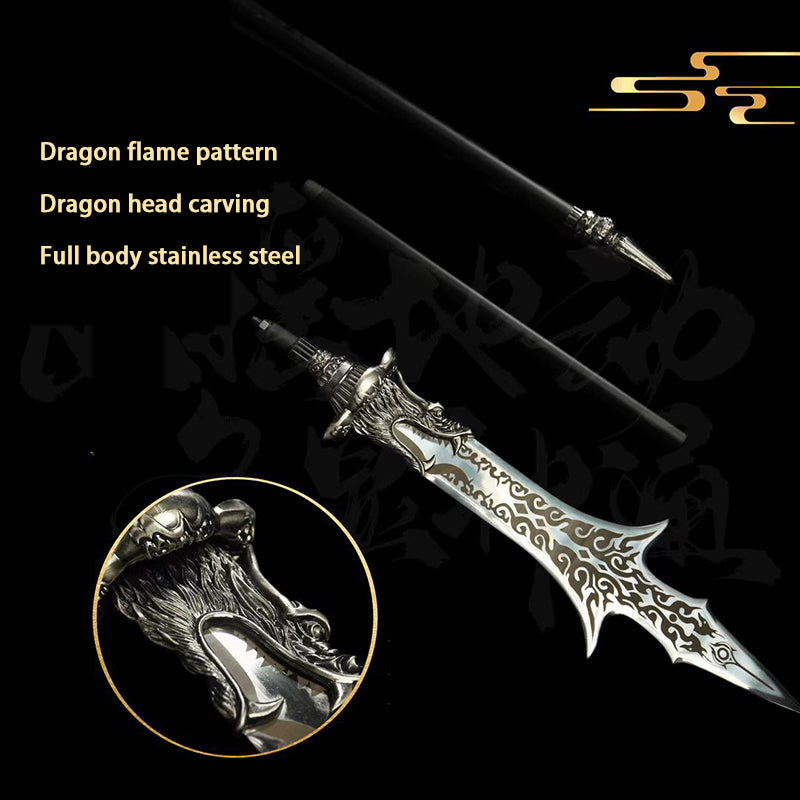 Black Myth Wukong Yang Jian Three Pointed Two-Edged Gun Full Metal 1:1 Weapon Unsharp(Sword + Stand)