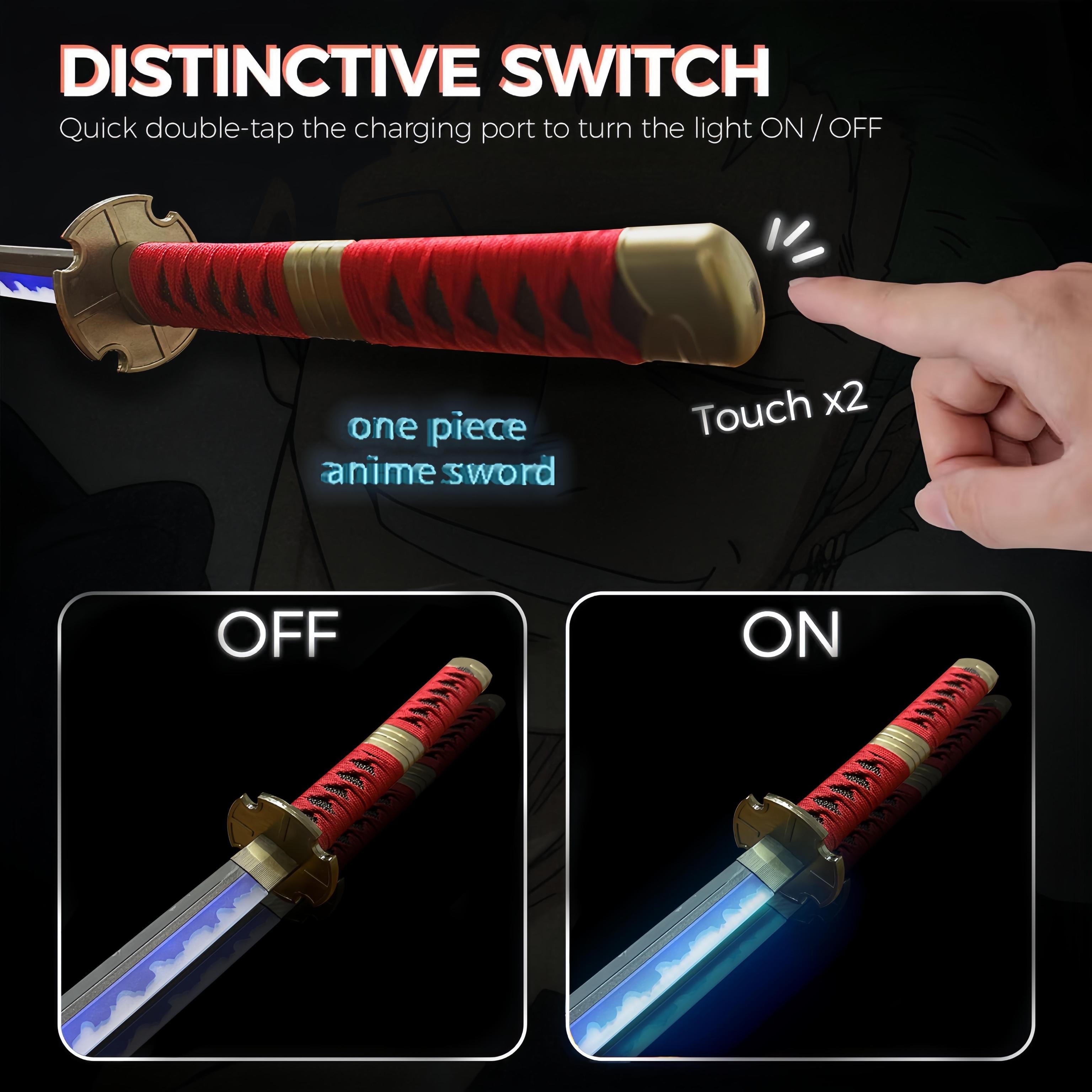 ONE PIECE Cosplay Katana Laser Toys Glowing Sword Roronoa Zoro Sandai kitetsu Blade（Wood + Acrylic）