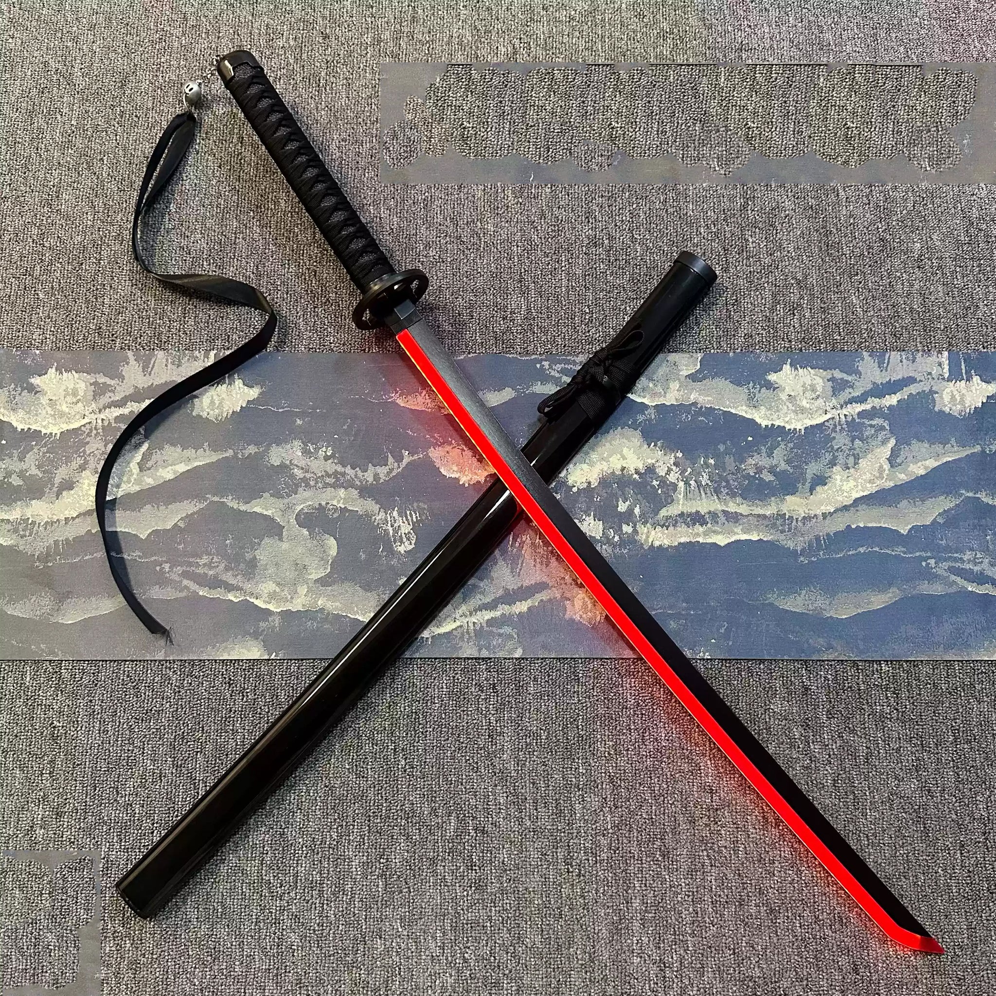 BLEACH Cosplay Katana Laser Toys Glowing Sword Kurosaki Ichigo Zanpakuto Sword（Wood + Acrylic）