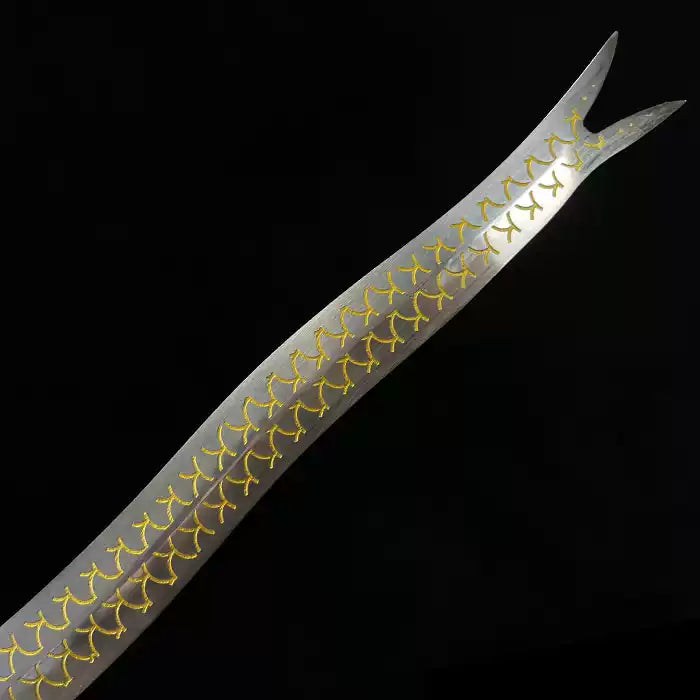 Hand Forged Dragon Tang jian,1060 Carbon Steel Blade,Golden Snake Sword