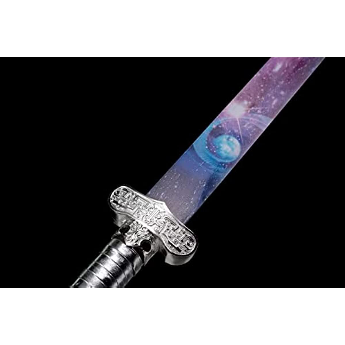 LOONGSWORD,Black Gold Swords High Carbon Steel Color Blade,Alloy Fittings,Silver PU Scabbard