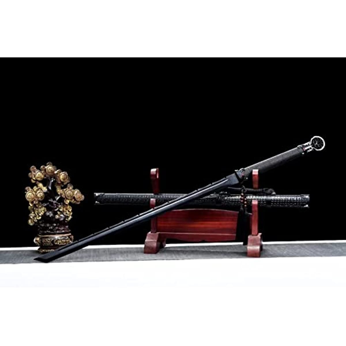 LOONGSWORD,chinese sword,Tang dao Falchion Saber High Carbon Steel Blades,Black Appearance