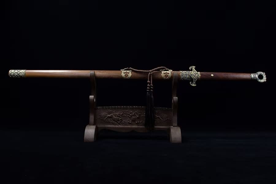 Tang dao swords real Damascus Steel red Blades,Brass Fittings,chinese sword