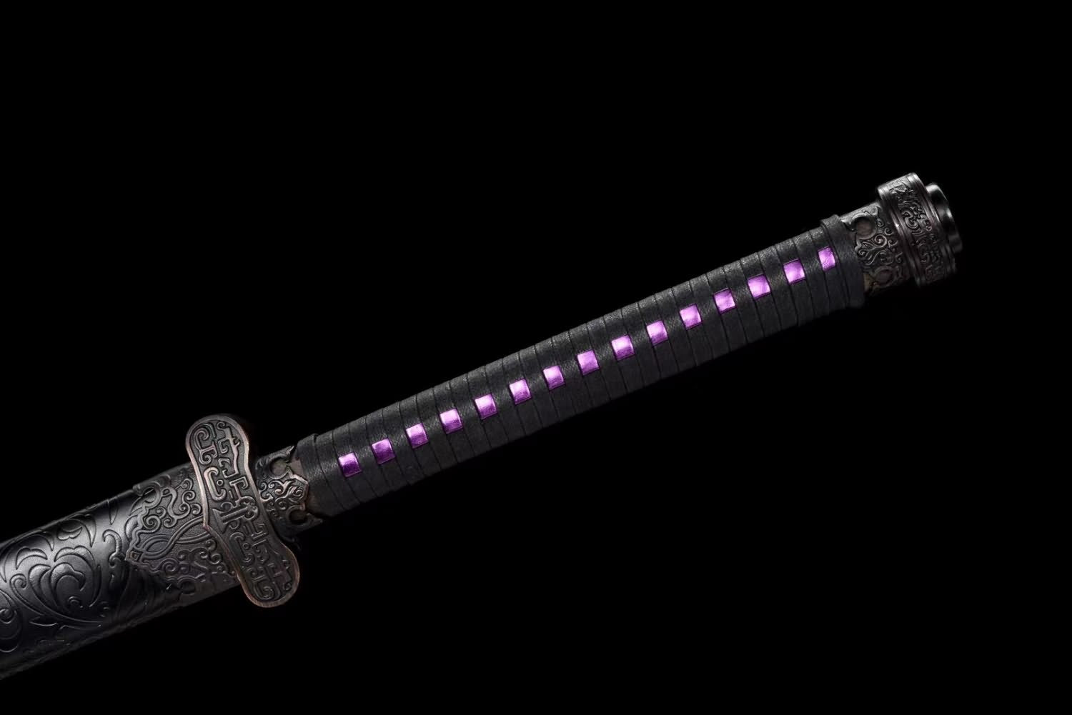 High Carbon Steel Chinese Black Gold Antique Knife Sword - Solid Wood Sheath,Alloy Fittings