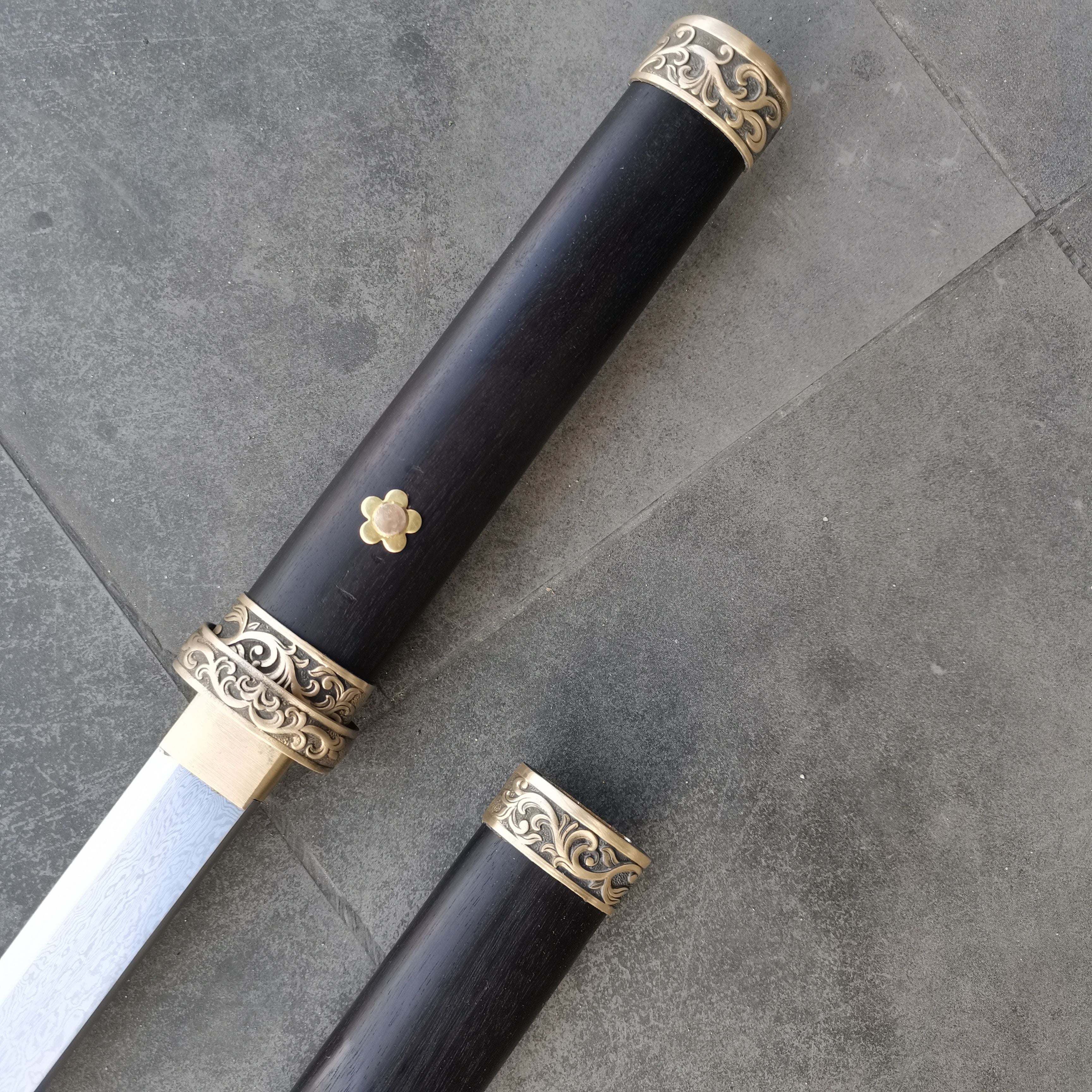 Hand Forged Blackwood Tang Heng sword(Damascus steel)