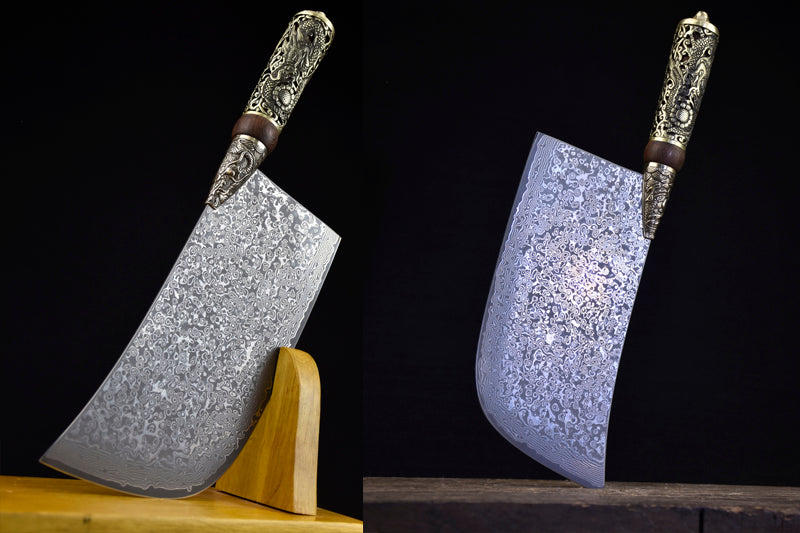 Chinese Cleaver Crouching Tiger Chef Kitchen Knives Home Cooking Slicing Tools(Damascus steel)