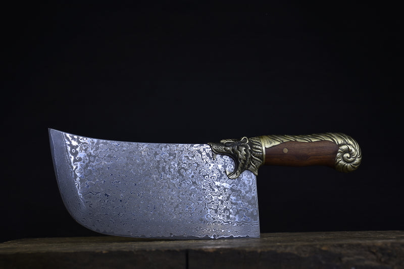 Chinese Cleaver Crouching Tiger Chef Kitchen Knives Home Cooking Slicing Tools(Damascus steel)