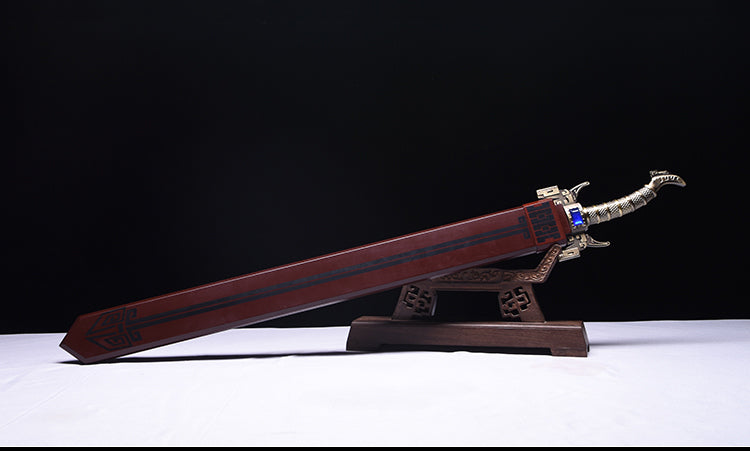 Hand Forged Chinese Qin's Moon Wei Zhuang Shark Teeth Sword (1060 Carbon Steel)