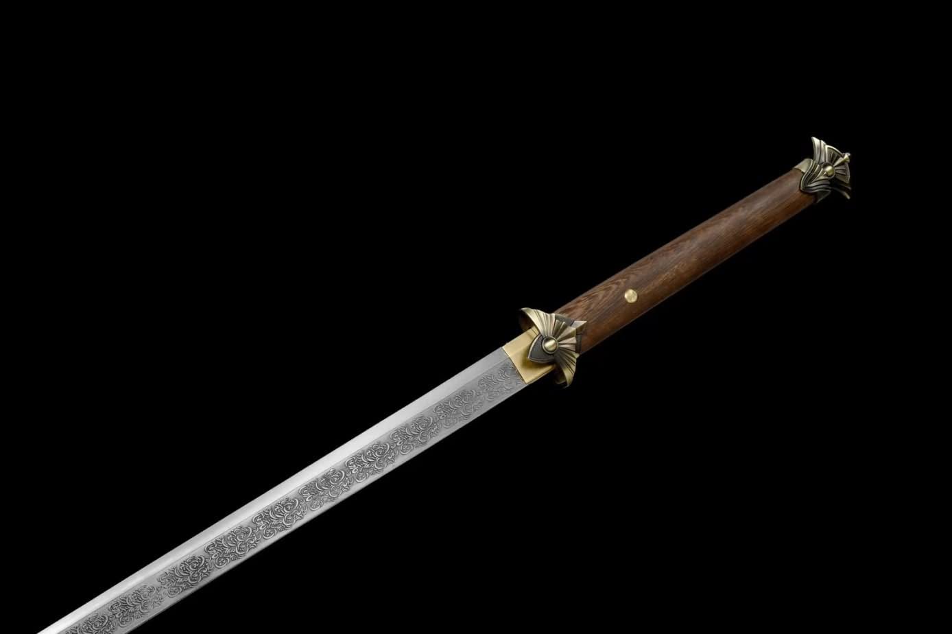 LOONGSWORD,Tang dao High Carbon Steel Blade,Alloy Fittings,Rosewood Scabbard