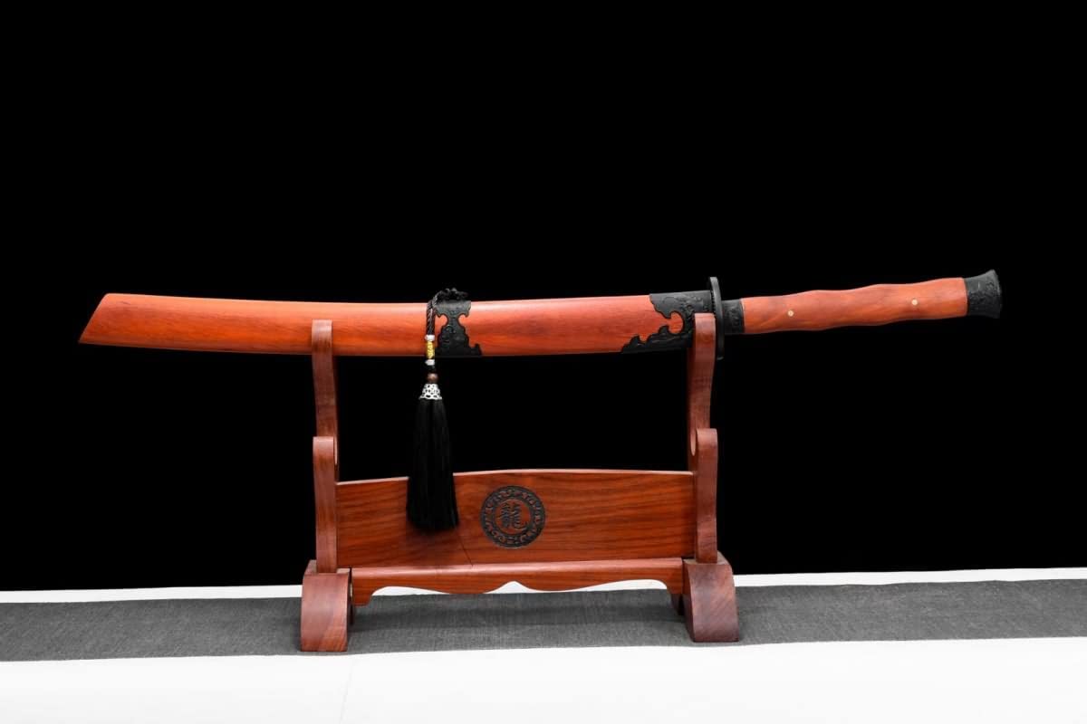 Hand Forged Dao sword,Forged high Carbon Steel Etch Blade,Redwood Scabbard