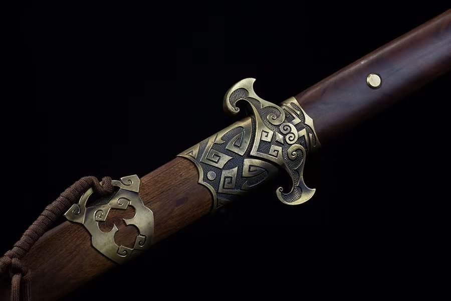 Tang dao swords real Damascus Steel red Blades,Brass Fittings,chinese sword