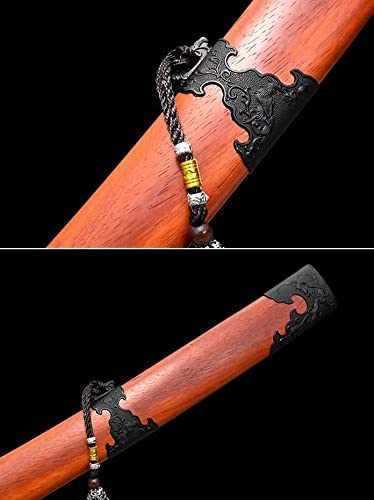 Hand Forged Dao sword,Forged high Carbon Steel Etch Blade,Redwood Scabbard