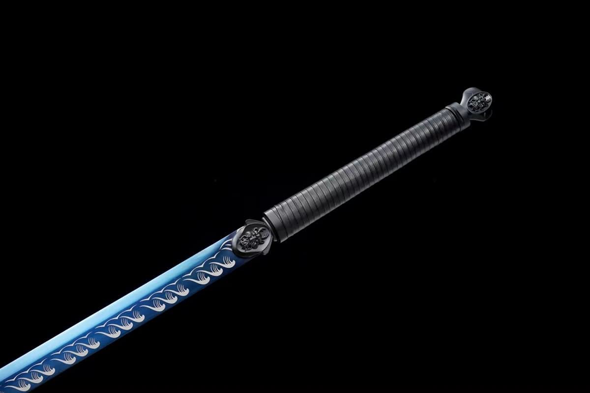 Hand Forged Tang Sword Real(High carbon Steel Blue Blade,Alloy Fittings) Full Tang