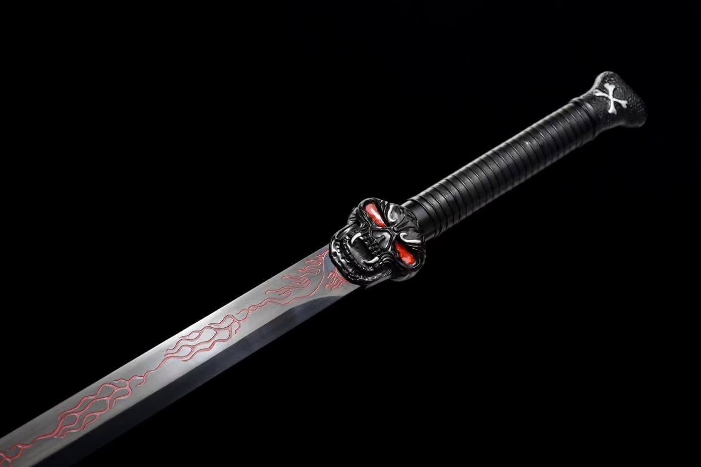 Tang Dao Real,Forged High Carbon Steel Etch Blade,Alloy,Solid Wood,chinese sword