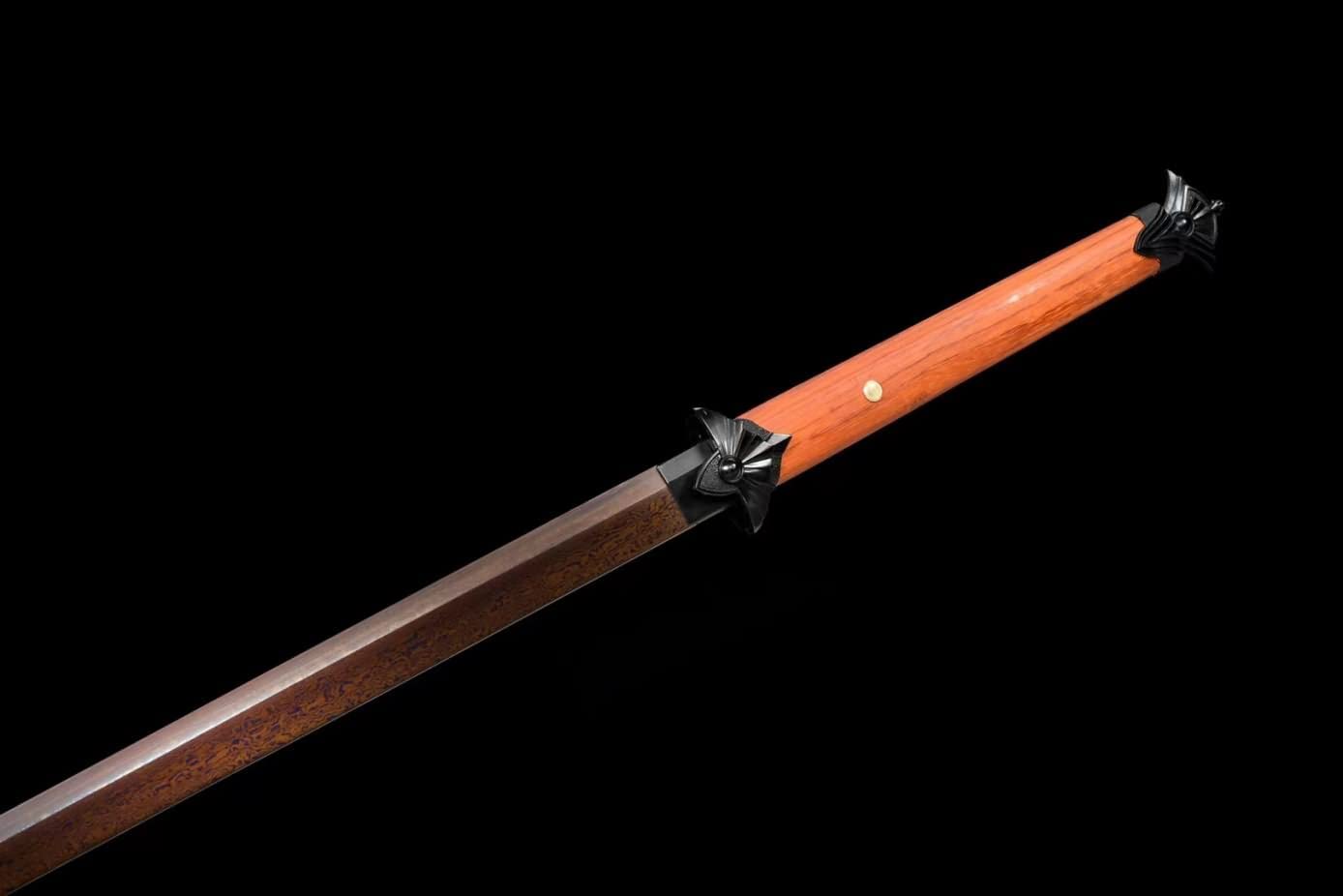 LOONGSWORD,chinese sword,Tang dao Swords Real Damascus Steel Blade,Alloy Fittings,Redwood Scabbard