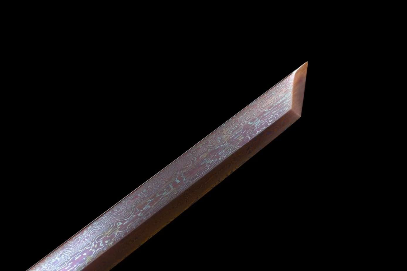 LOONGSWORD,chinese sword,Tang dao Swords Real Damascus Steel Blade,Alloy Fittings,Redwood Scabbard