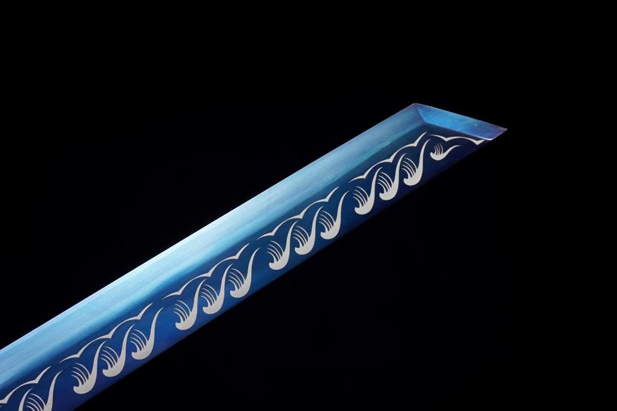 Hand Forged Tang Sword Real(High carbon Steel Blue Blade,Alloy Fittings) Full Tang