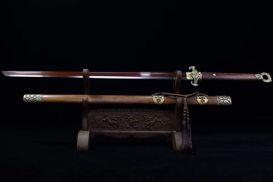 Tang dao swords real Damascus Steel red Blades,Brass Fittings,chinese sword