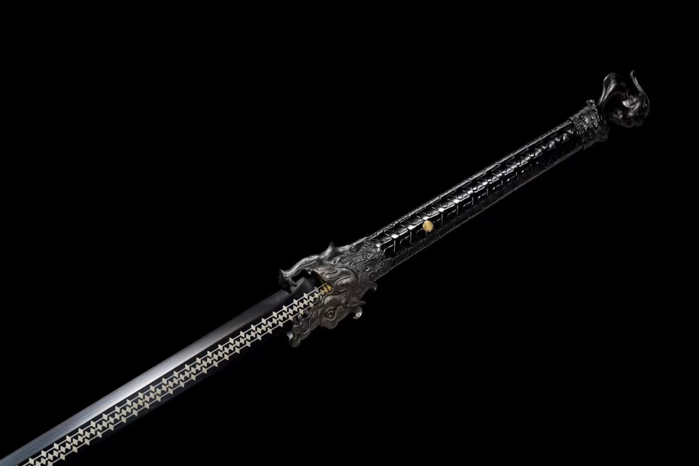 LOONGSWORD,chinese sword,Loong Tang dao high Carbon Steel,Alloy Fittings,Black Scabbard