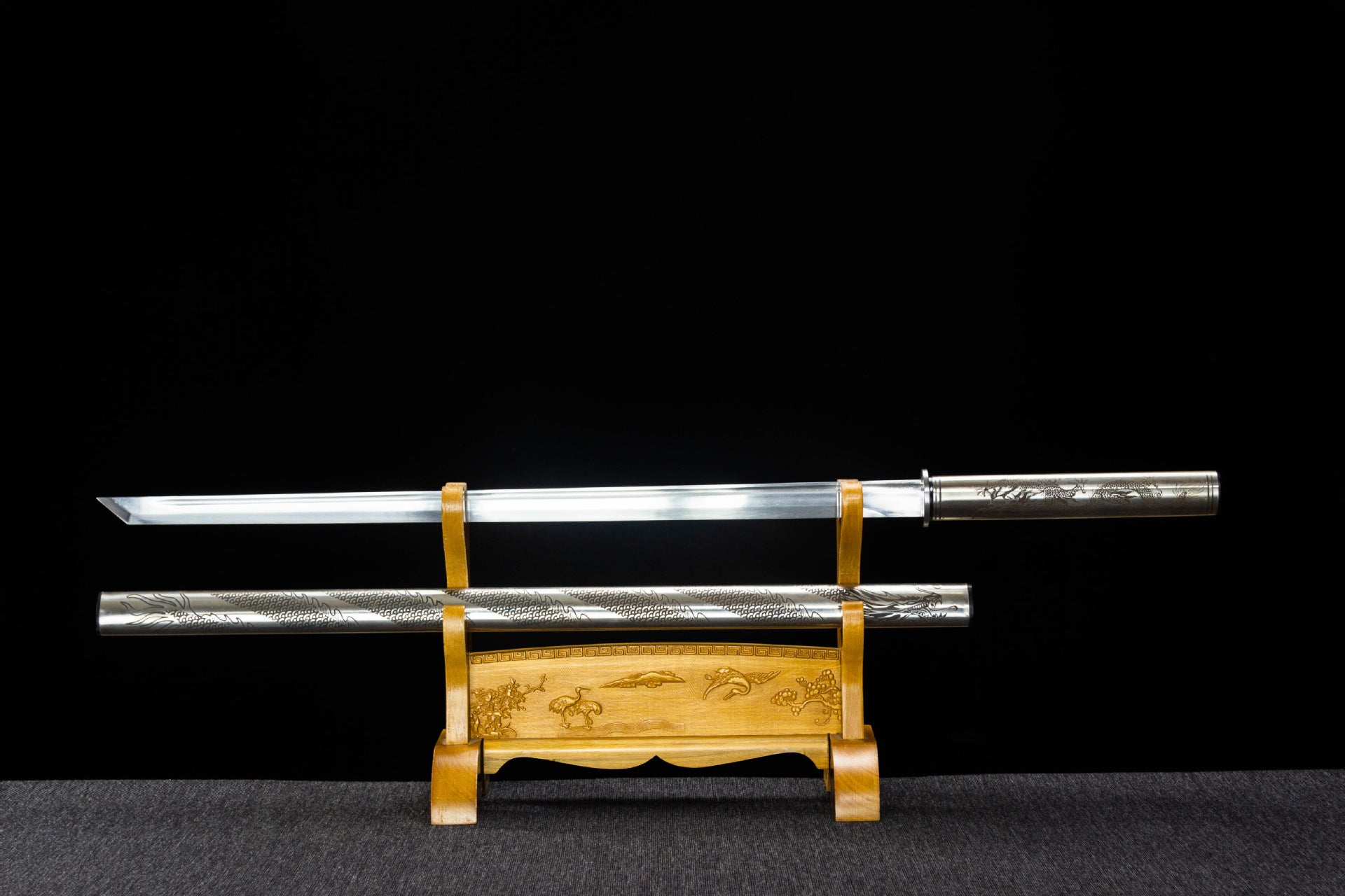 Hand Forged Chinese simple installation Silver Dragon Blade(1060 Carbon Steel)