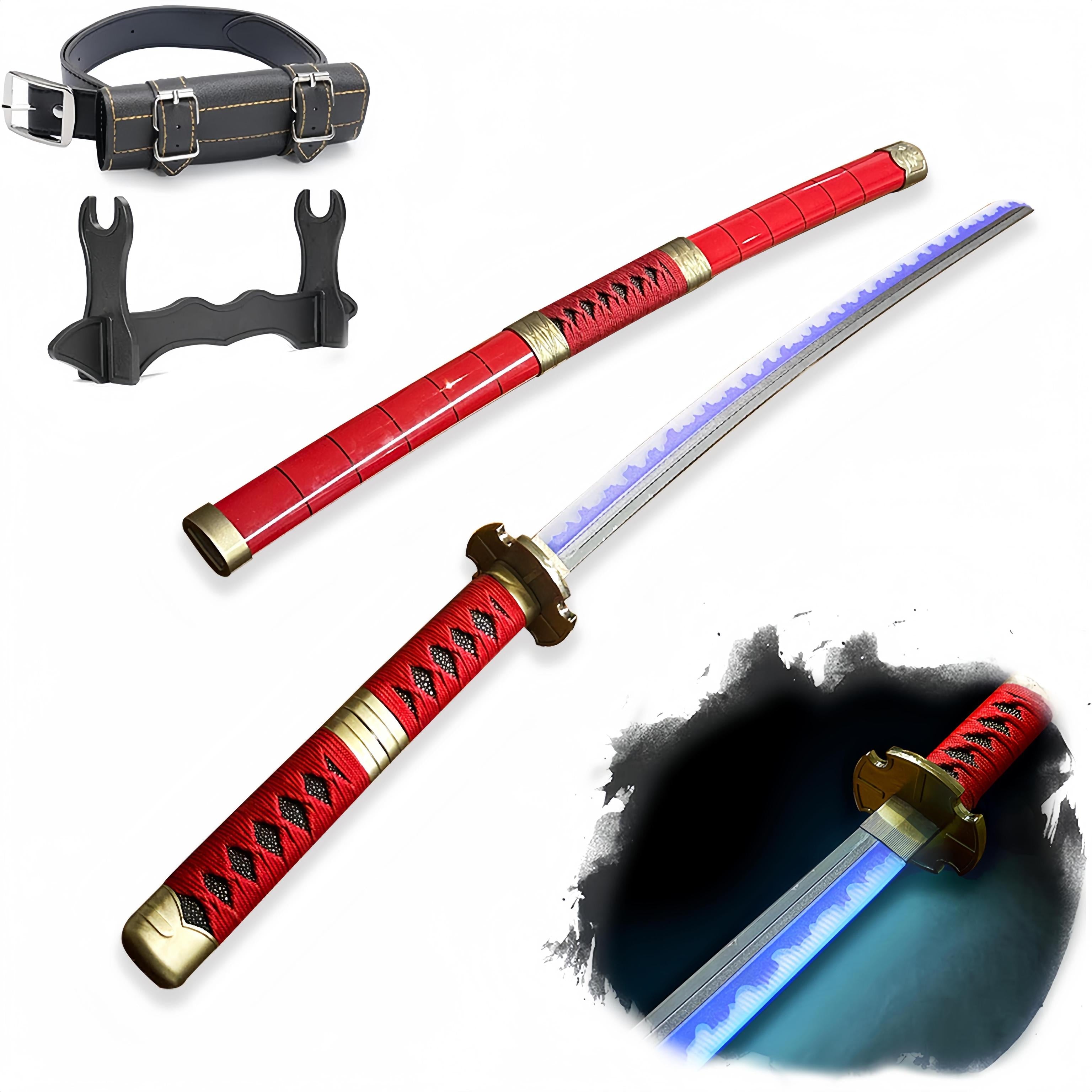 ONE PIECE Cosplay Katana Laser Toys Glowing Sword Roronoa Zoro Sandai kitetsu Blade（Wood + Acrylic）