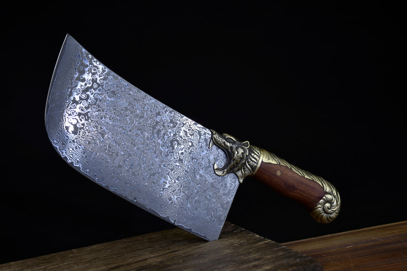 Chinese Cleaver Crouching Tiger Chef Kitchen Knives Home Cooking Slicing Tools(Damascus steel)