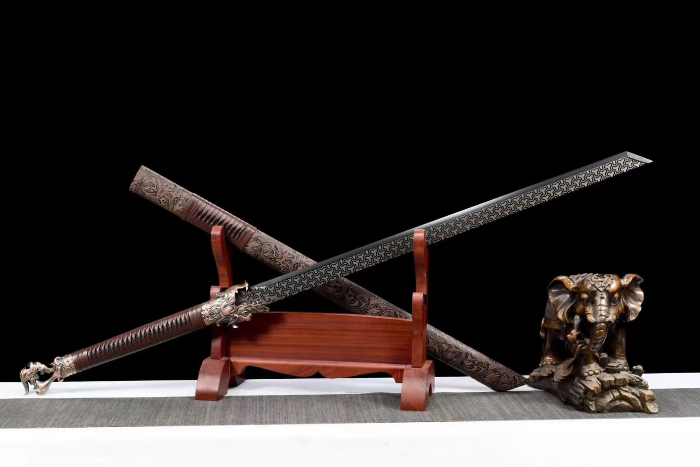 Tang dao Swords Real High Carbon Steel Etch Blade,Alloy Fittings,Dragon Handle,LOONGSWORD