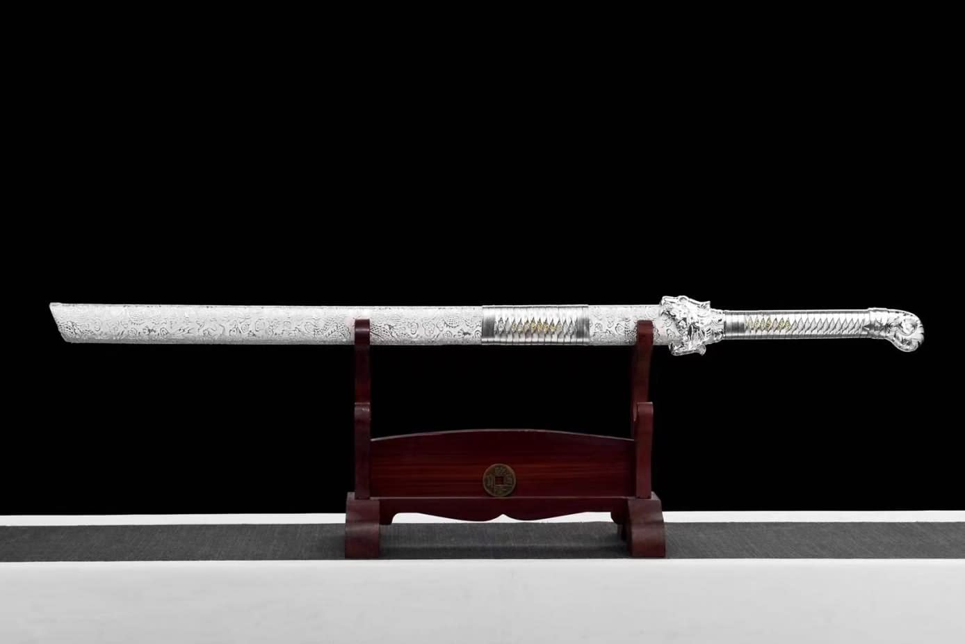 Hand Forged Tang dao 1060 Carbon Steel red Blades,Leather Scabbard