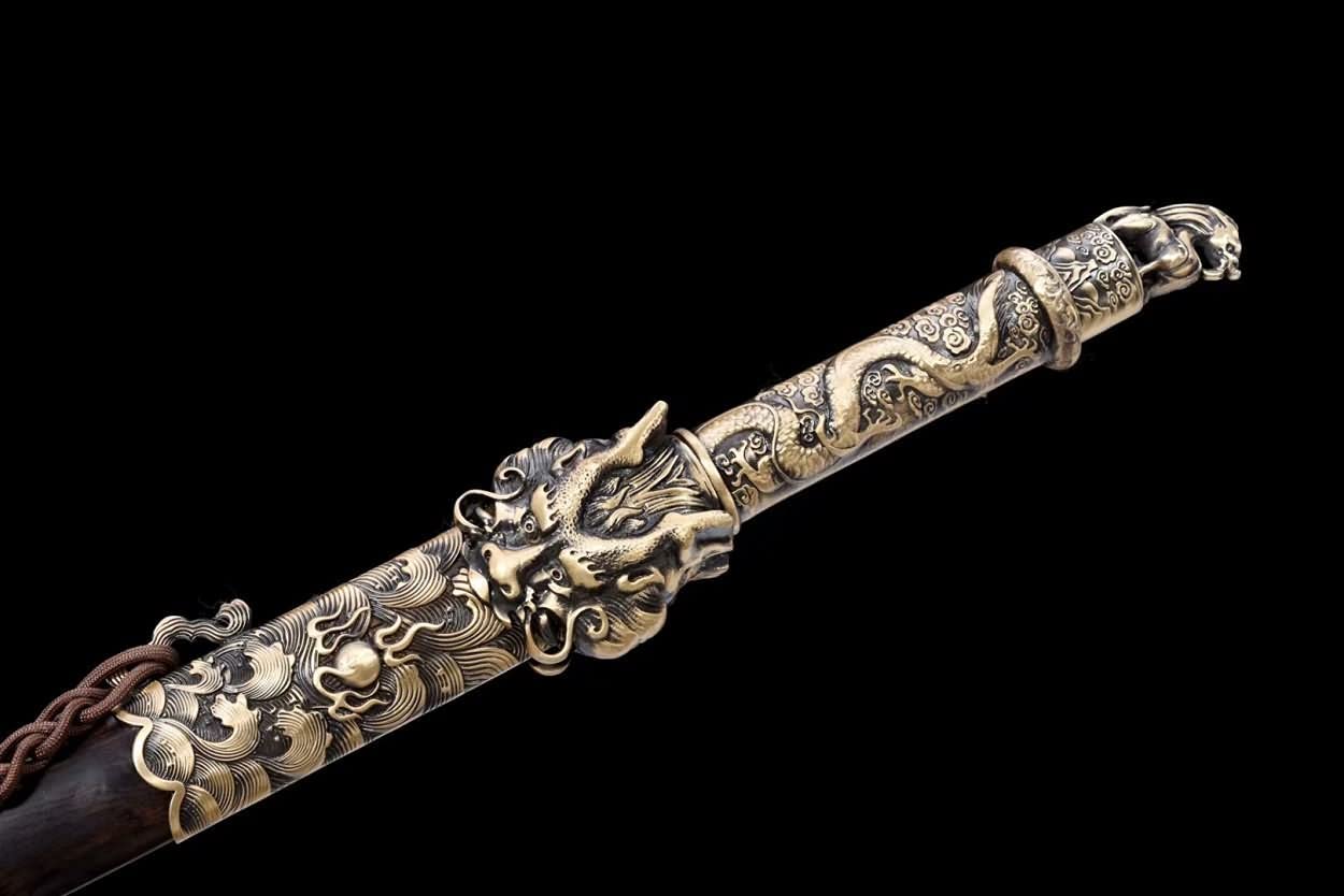 LOONGSWORD,Dragon King Sword Real,Forged Damascus Steel Blades,Brass Fittings,chinese sword