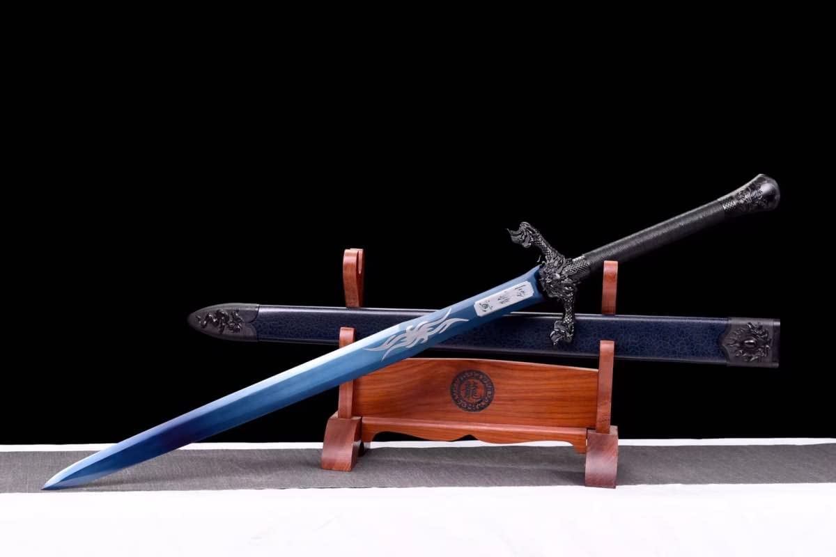 Flying Dragon Jian,Forged Spring Steel Blue Blades,Solid Wood Scabbard,LOONGSWORD