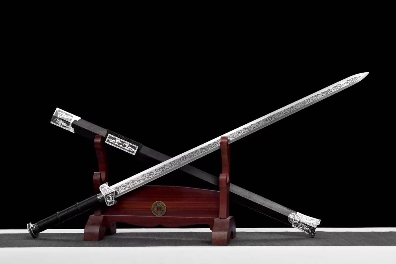 Han jian Swords Real High Carbon Steel Hexahedron Blade,Alloy Fittings,chinese swords