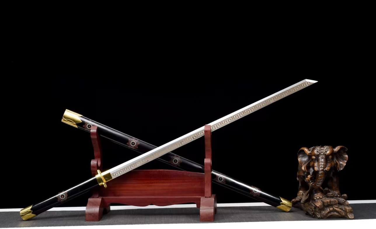 Hand Forged Tang dao,Forged 1060 Carbon Steel Etch Blades,Paint Scabbard