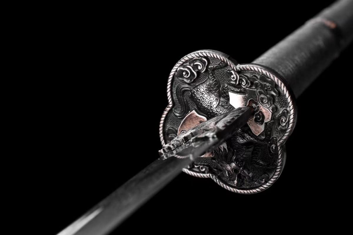 Hand Forged Kangxi Dao,Forged Damascus Steel baldes,Leather Scabbard,Alloy Fittings