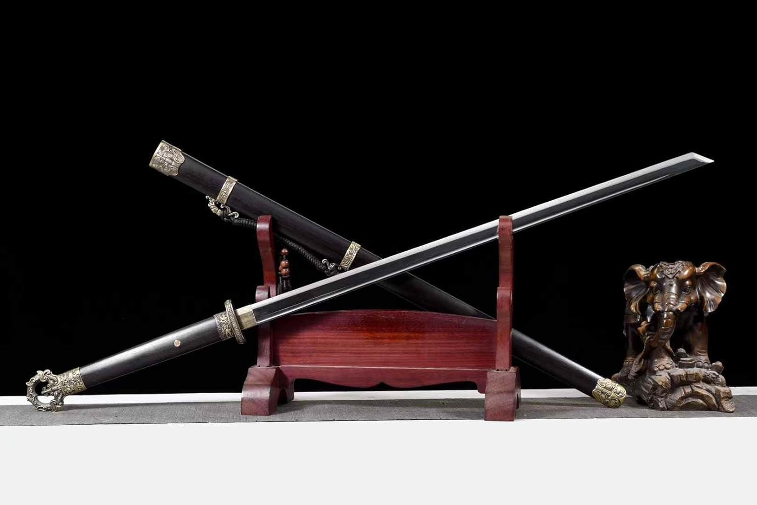 Hand Forged Ring-Handled Han Sword – High Carbon Steel Blade（1045 Carbon Steel）
