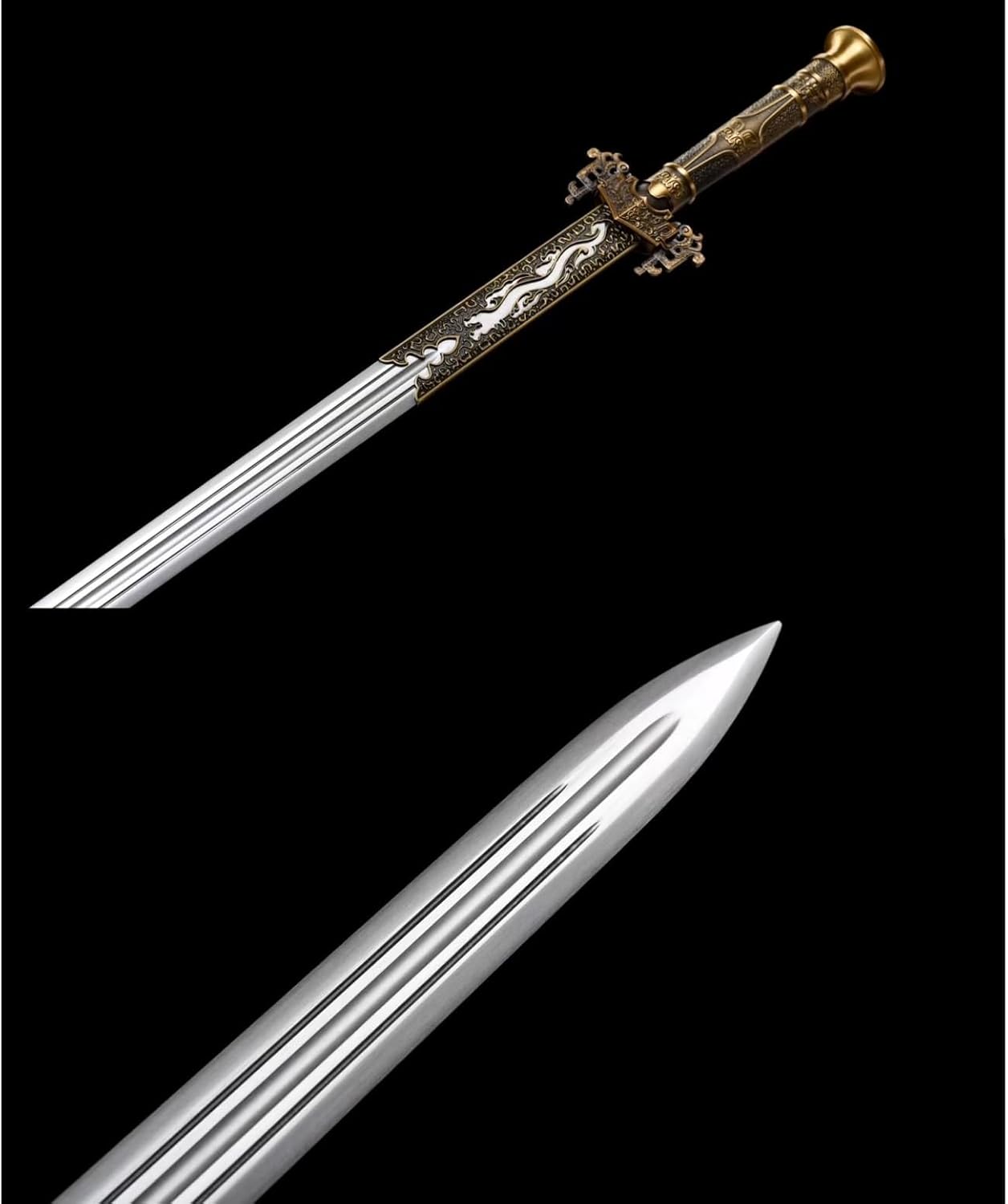 Hand Forged Hanjian Sword | Handcrafted High Carbon Steel Blade with Rosewood Scabbard & Alloy Fittings | 40"（1045 Carbon Steel）