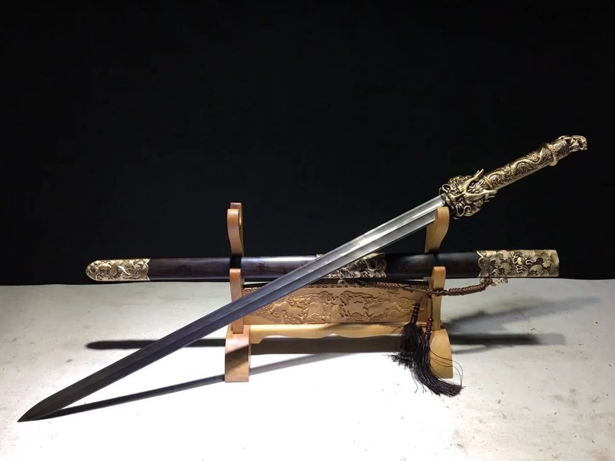 LOONGSWORD,Dragon King Sword Real,Forged Damascus Steel Blades,Brass Fittings,chinese sword