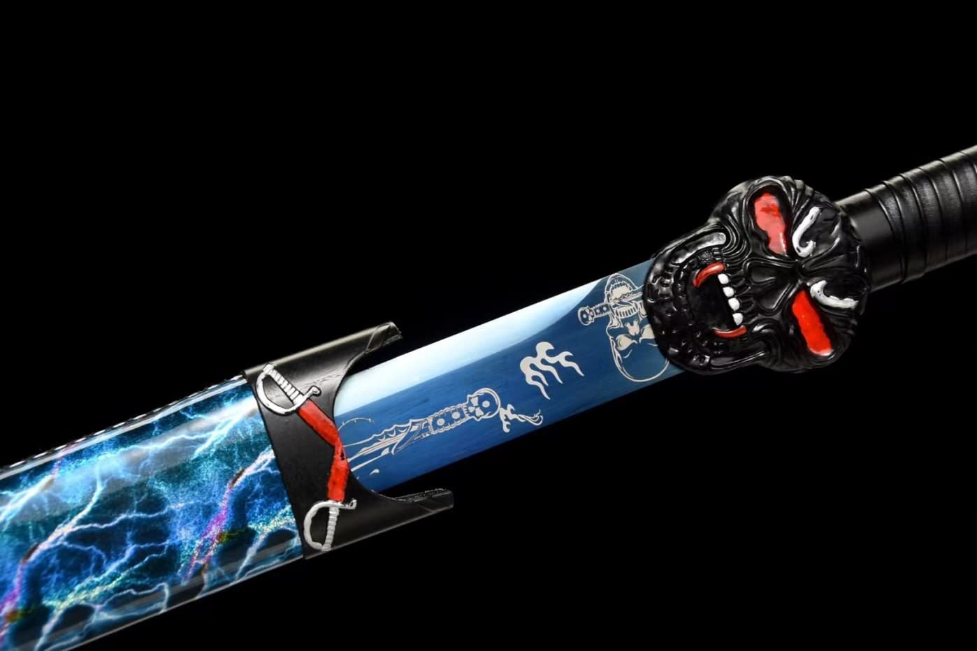 Tang Dao Real,High Carbon Steel Blue Blade,Alloy Fittings,Solid Wood Scabbard,chinese sword