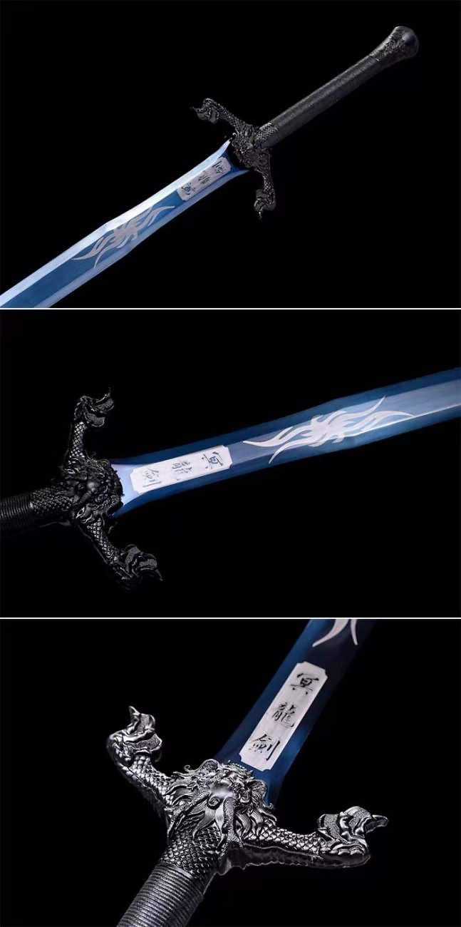 Flying Dragon Jian,Forged Spring Steel Blue Blades,Solid Wood Scabbard,LOONGSWORD