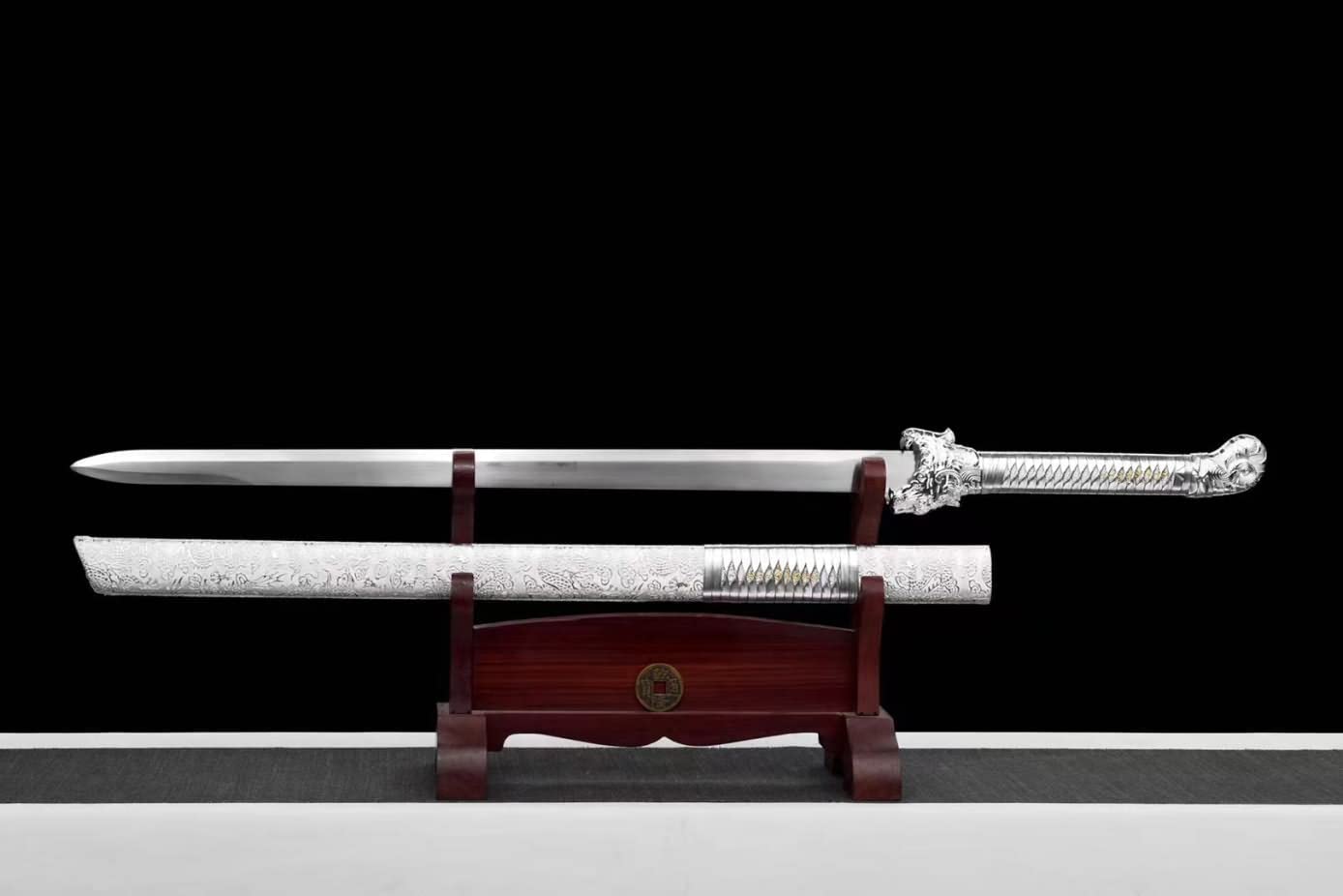Hand Forged Tang dao 1060 Carbon Steel red Blades,Leather Scabbard