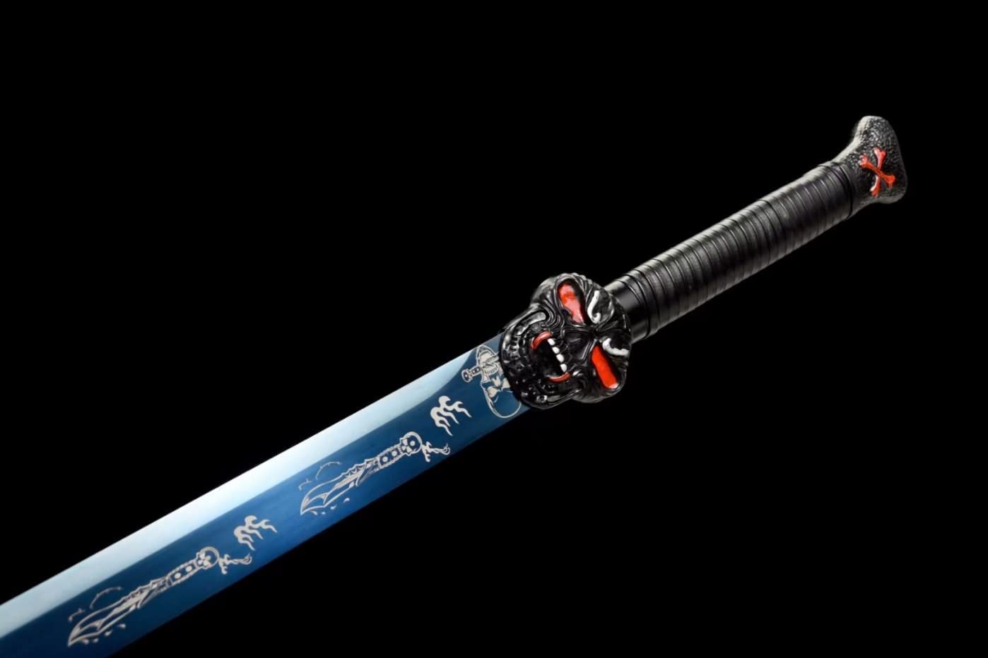 Tang Dao Real,High Carbon Steel Blue Blade,Alloy Fittings,Solid Wood Scabbard,chinese sword