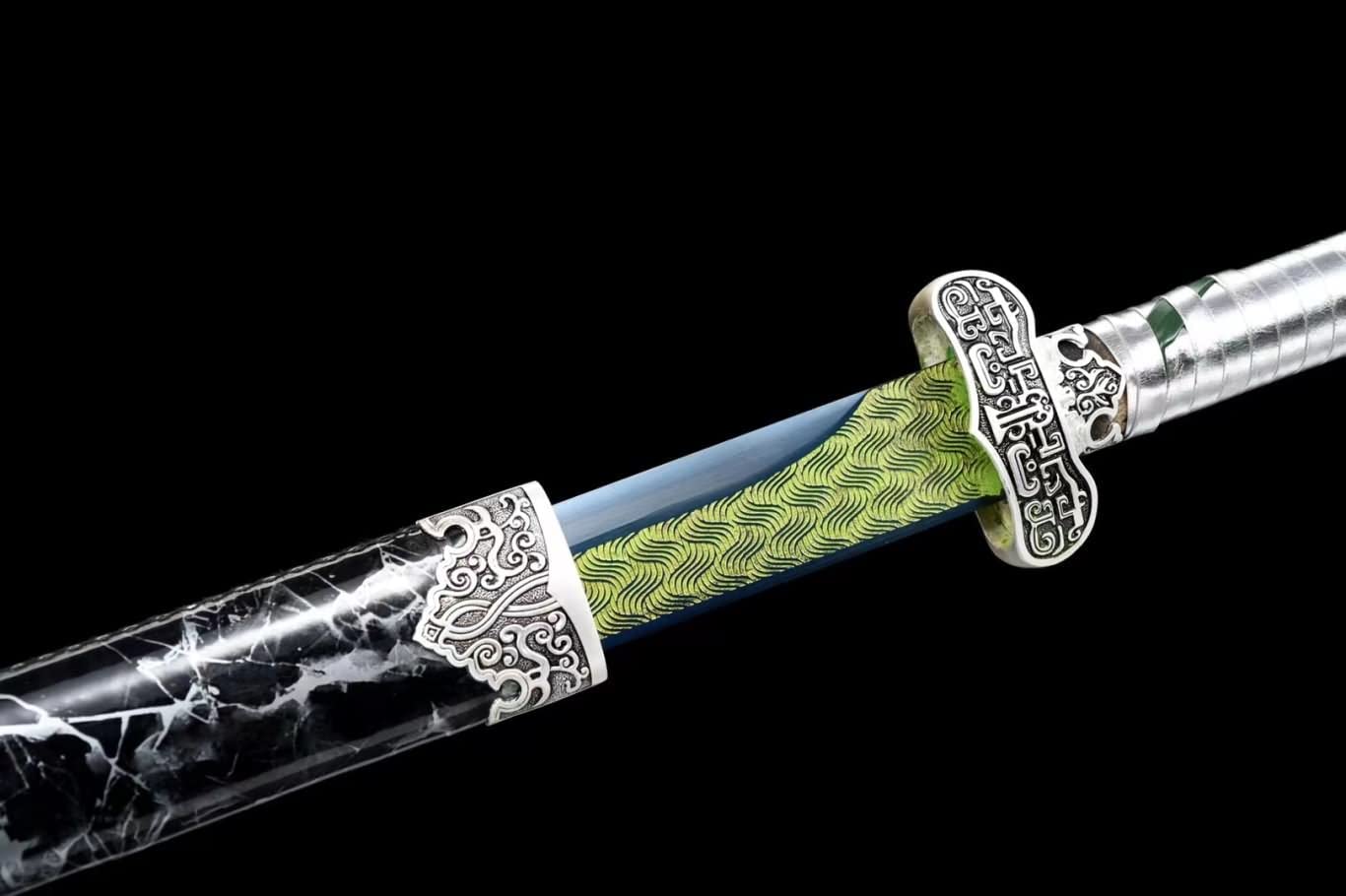 Hand Forged Black Gold Dao sword 1060 Carbon Steel Etch Blade,Alloy Fittings