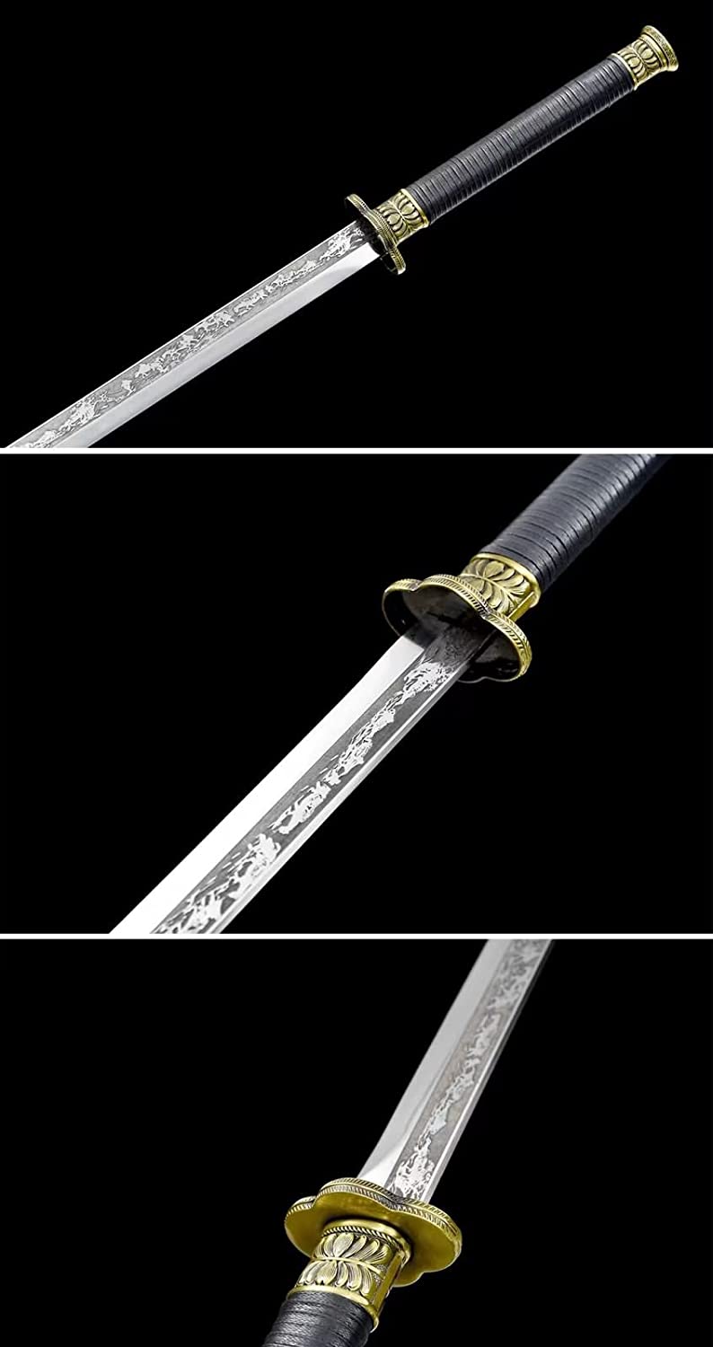 Tang dao,Forged High Carbon Steel Etch Blades,Battle Ready,Full Tang,Chinese sword