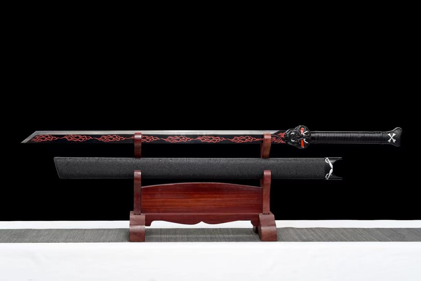 Tang Dao Real,Forged High Carbon Steel Etch Blade,Alloy,Solid Wood,chinese sword